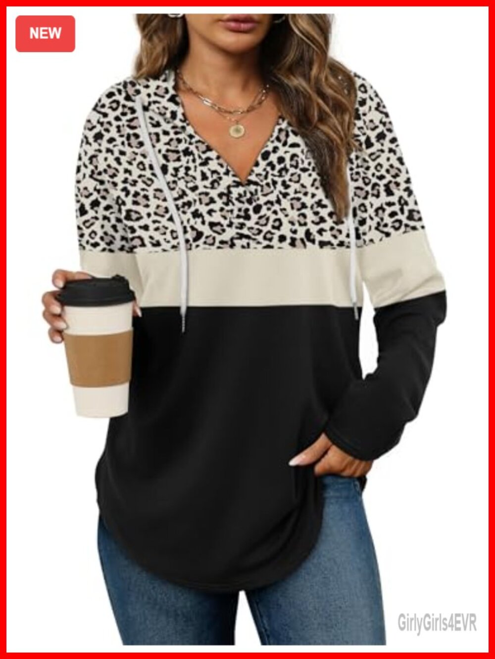 Womens Oversized V Neck Pullover Hoodie Long Sleeve Loose Fit Sweatshirt